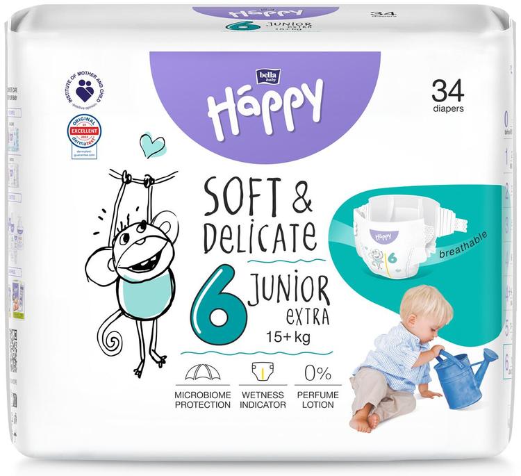 Happy Bella Junior Extra 6 teippivaippa 34 kpl 15+ kg