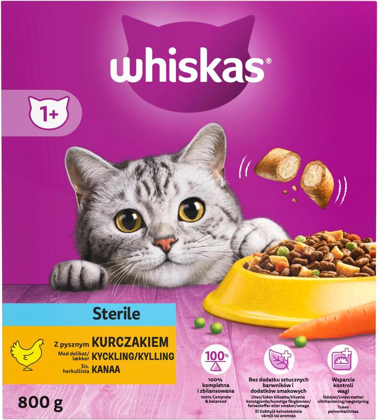 Whiskas 1+ Sterile sis. Kanaa (800 g)