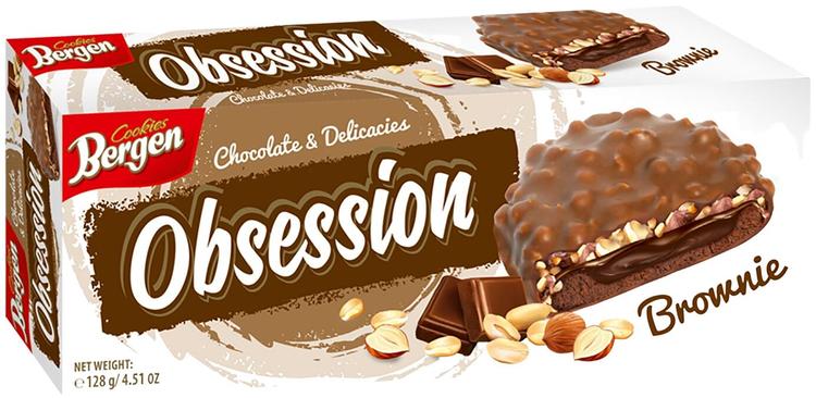 Bergen Obsession suklaakuorrutettu täytekeksi Brownie 128 g