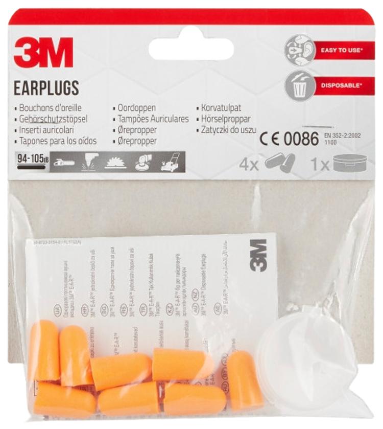 3M™ korvatulpat 1100 säilytysrasialla, 1 sarja, 4 paria (94–105 dB)