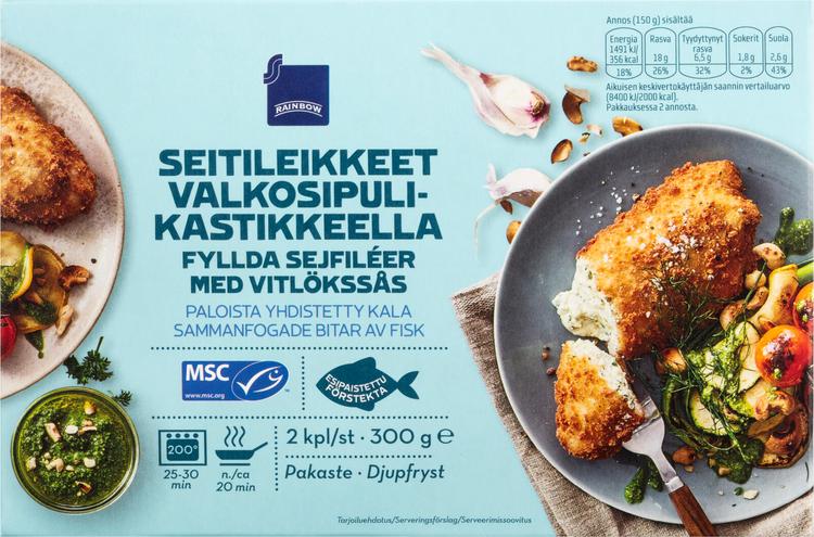 Rainbow 300g/2kpl seitileikkeet valkosipulikastikkeella MSC pakaste