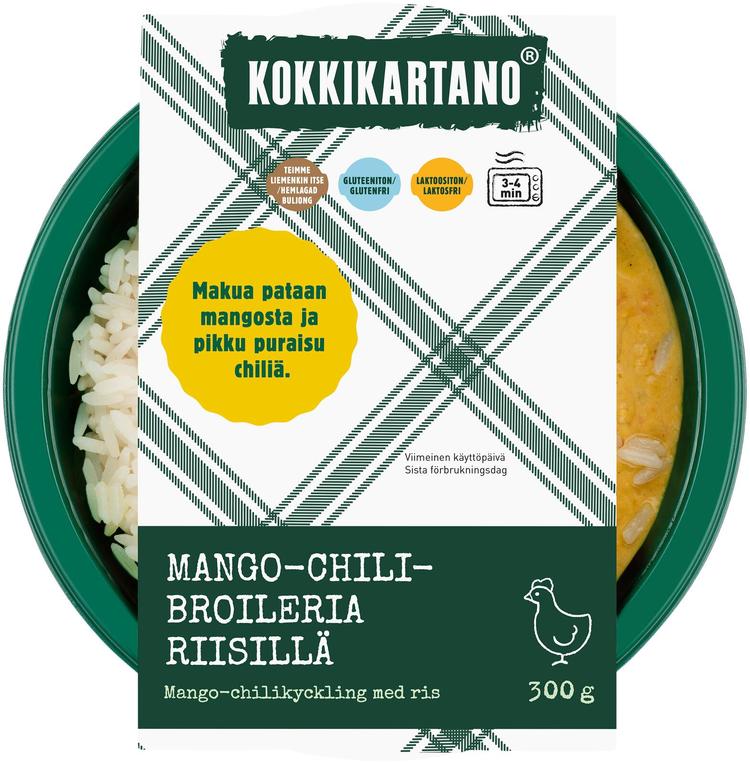 Kokkikartano Mango-chilibroileria riisillä 300g