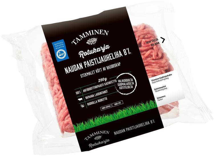 Tamminen rotukarja naudan paistijauheliha 8% 250g