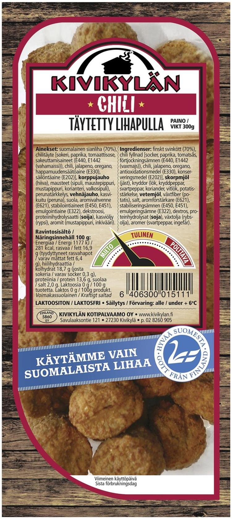 Kivikylän Palvarin Täytetty Lihapyörykkä Chili 300g