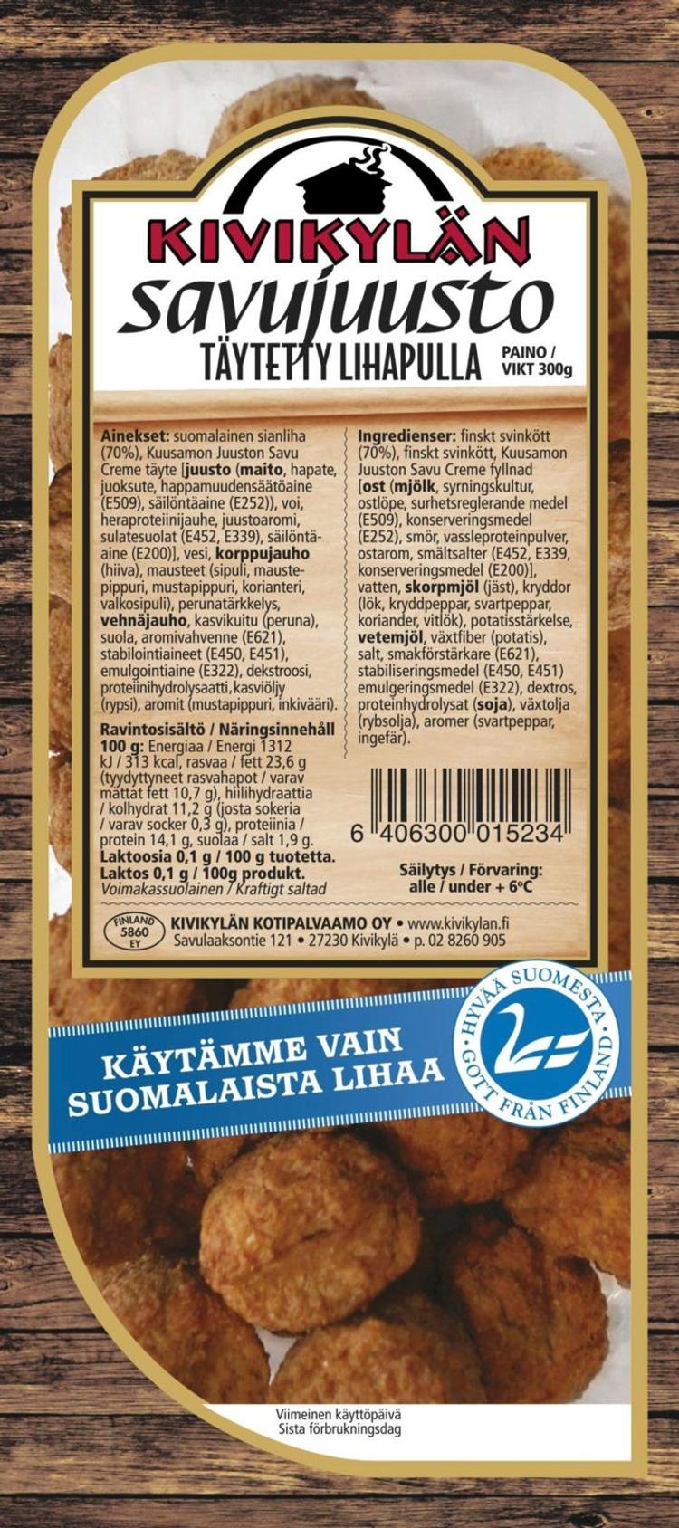 Kivikylän Täytetyt Savujuusto lihapullat 300g