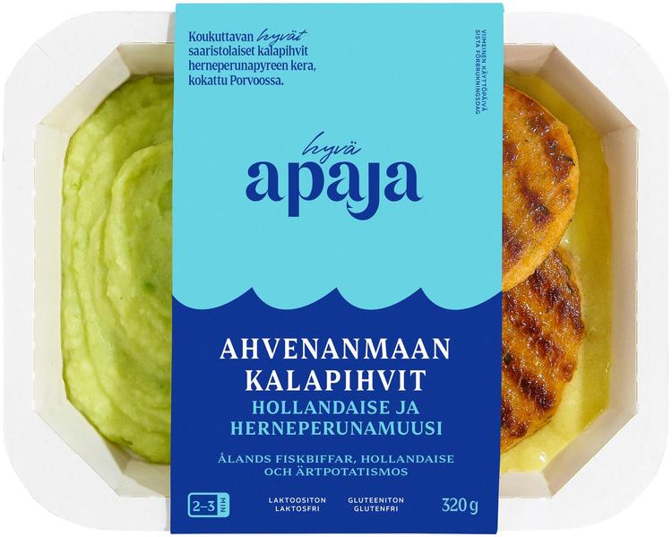 Hyvä Apaja Ahvenanmaan kalapihvit, hollandaise ja herneperunamuusia 320g