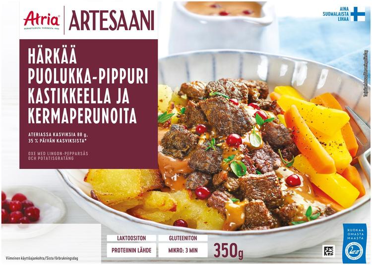 Atria Artesaani Härkää Puolukka-Pippurikastikkeella ja Kermaperunoita 350g