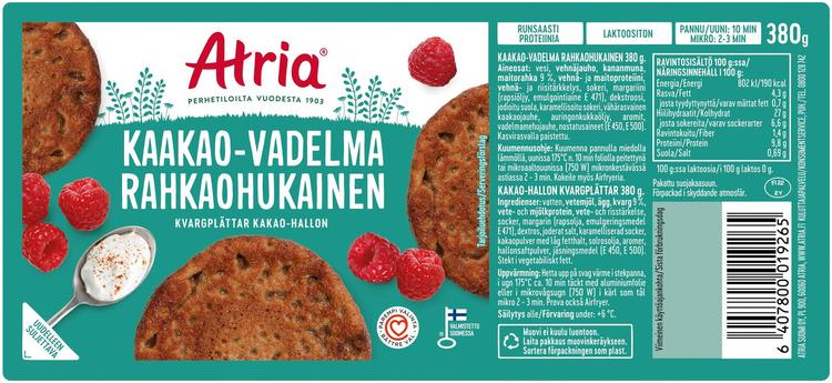 Atria Rahkaohukainen Kaakao-Vadelma 380g