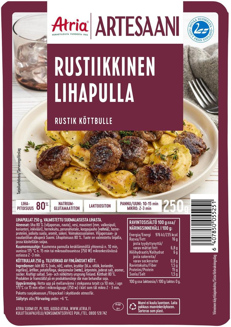 Atria Artesaani Rustiikkinen Lihapulla 250g