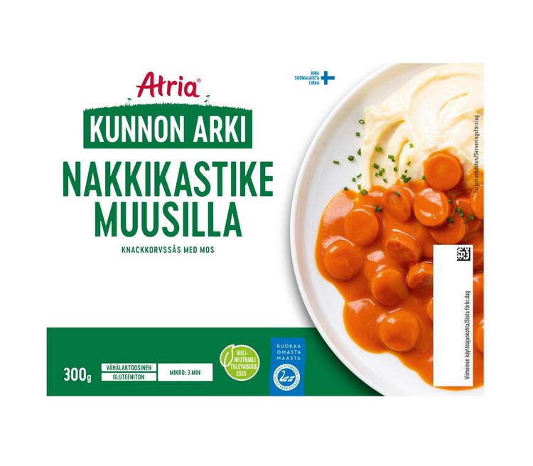 Atria Kunnon Arki Nakkikastike Muusilla 300g