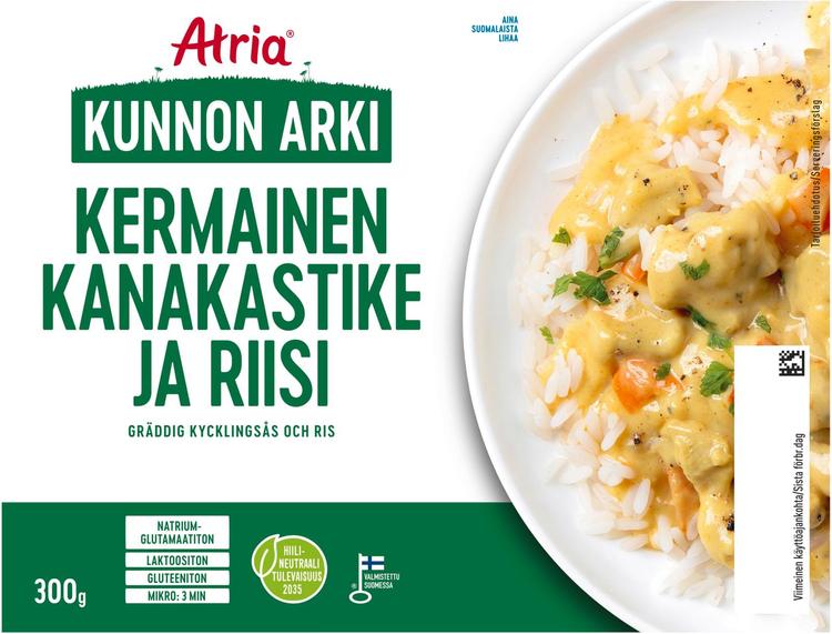 Atria Kunnon Arki Kermainen Kanakastike ja Riisi 300g