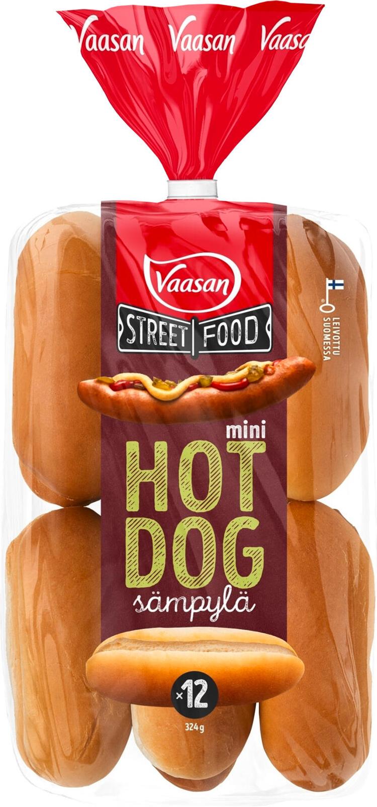 Vaasan Street Food Mini Hot Dog bun Classic  324g 12 kpl
