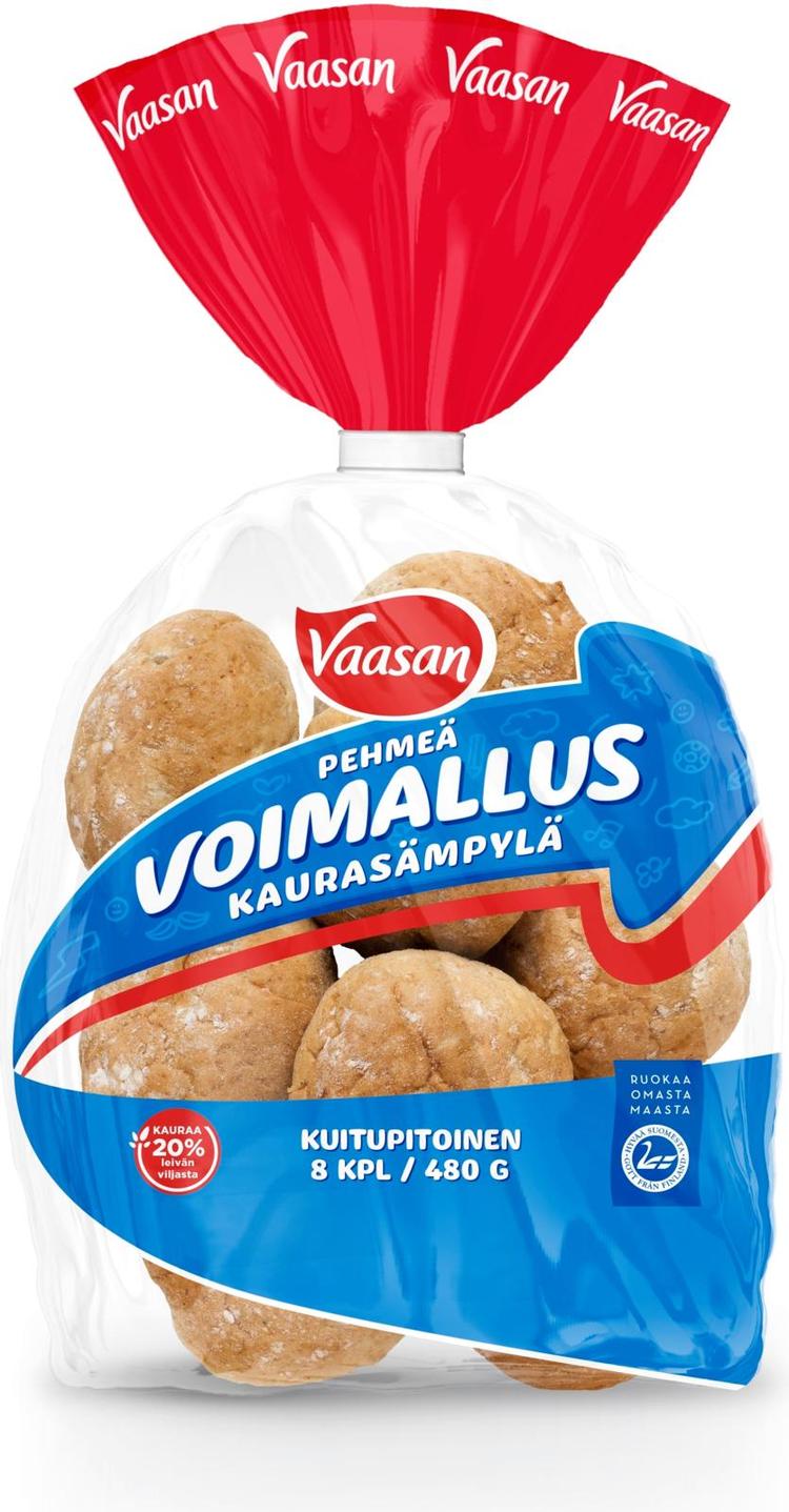 Vaasan Voimallus Kaurasämpylä  kaurainen sämpylä 480 g 8 kpl