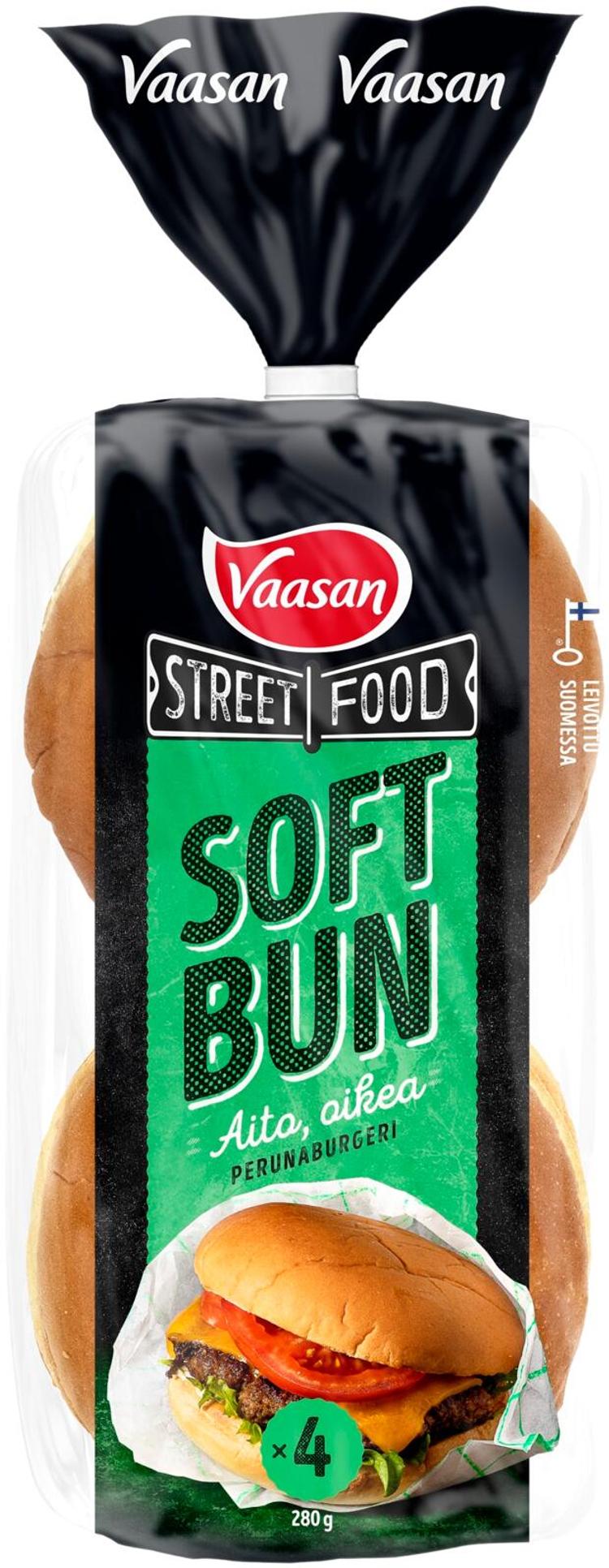 Vaasan Street Food SOFT BUN perunaburgeri 280g 4 kpl Gourmet Hampurilaissämpylä