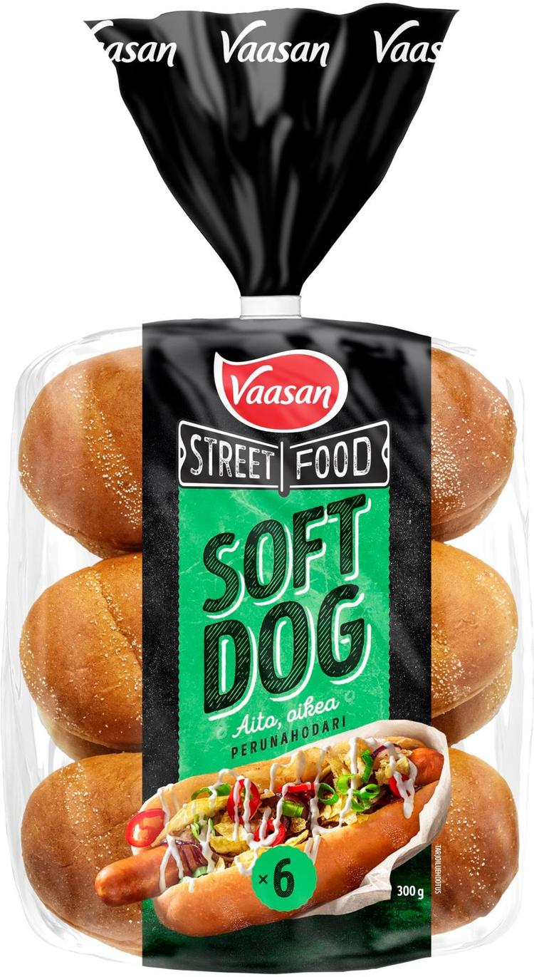 Vaasan Street Food SOFT DOG perunahodari 300g 6 kpl Gourmet hot dog sämpylä