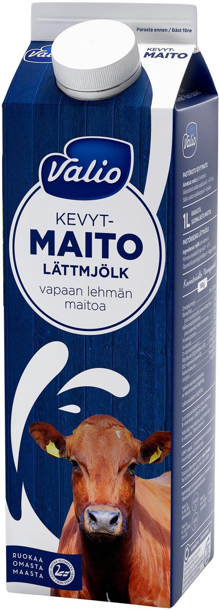 Valio vapaan lehmän kevytmaito 1 l