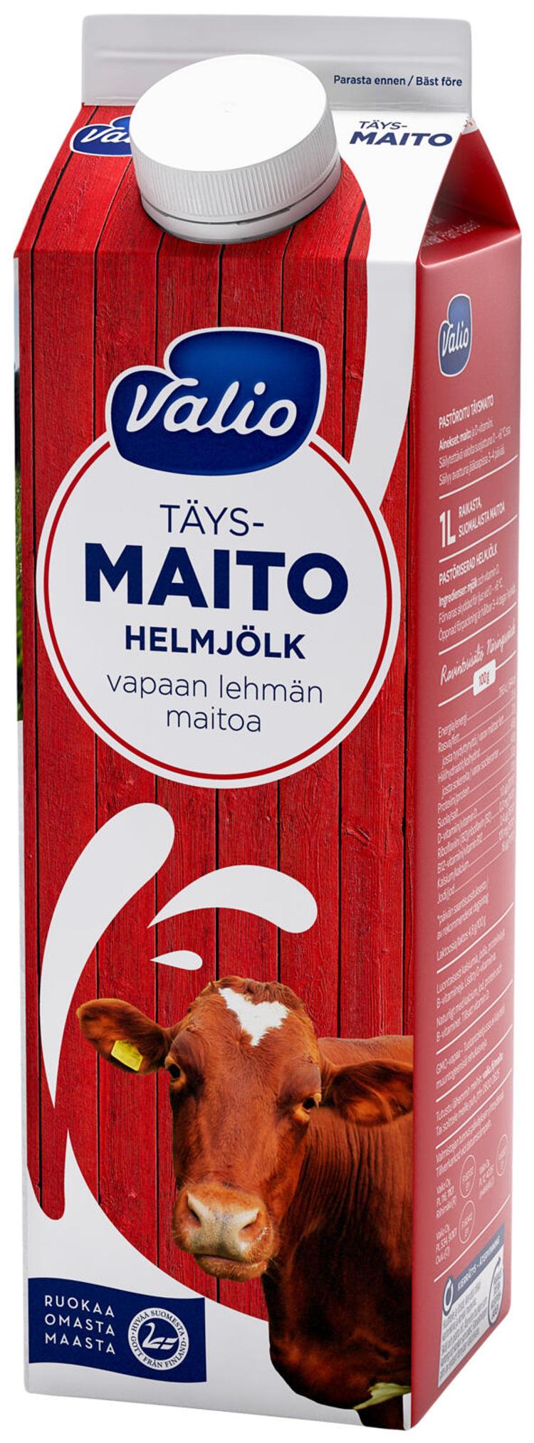 Valio vapaan lehmän täysmaito 1 l