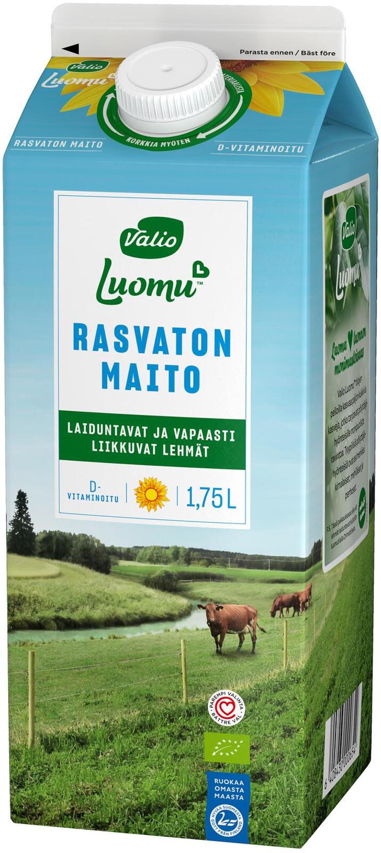 Valio Luomu™ D-vitaminoitu rasvaton maito 1,75 l