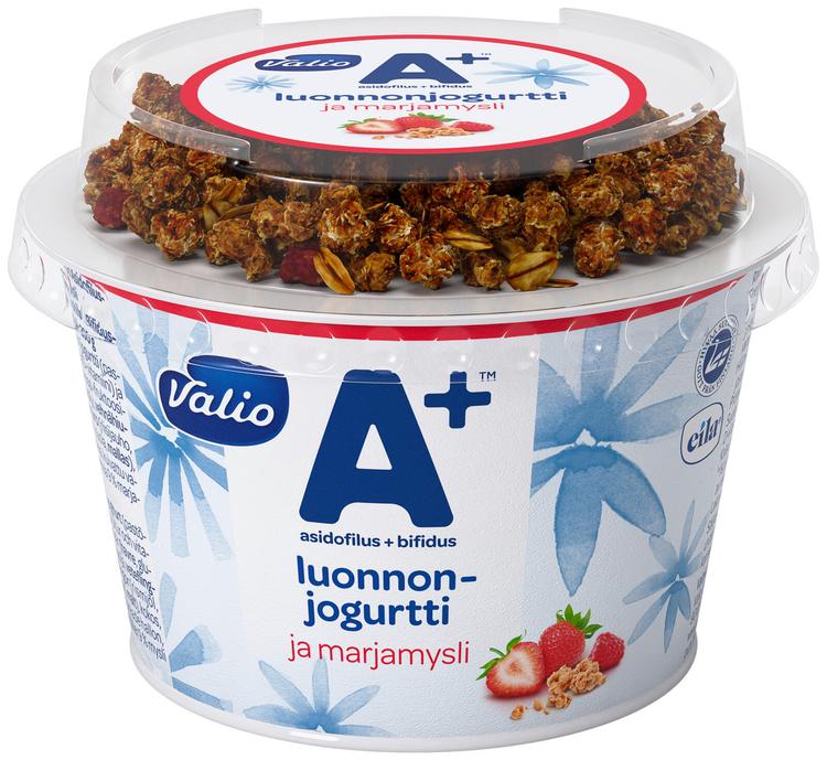 Valio A+™ luonnonjogurtti ja marjamysli 200 g laktoositon