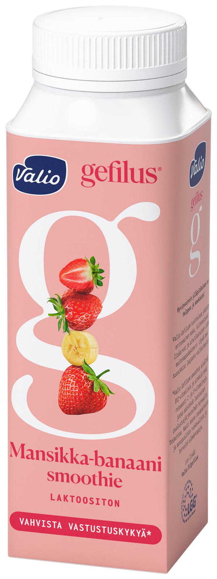 Valio Gefilus® Smoothie jogurttijuoma 2,5 dl mansikka-banaani laktoositon