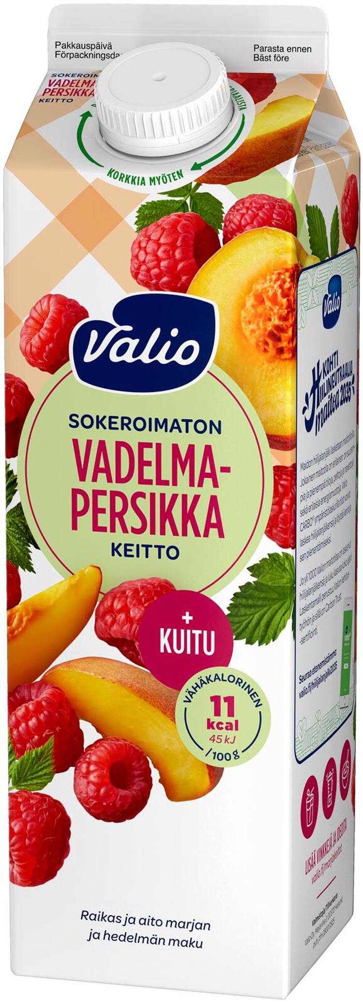 Valio vadelma-persikkakeitto+kuitu 1 kg sokeroimaton