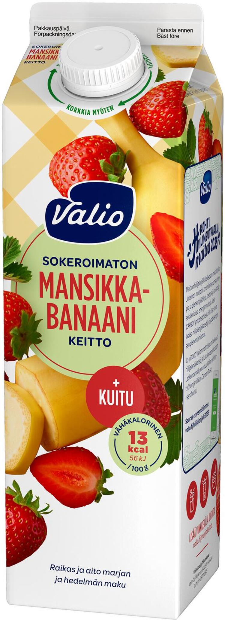 Valio mansikka-banaanikeitto +kuitu 1 kg sokeroimaton