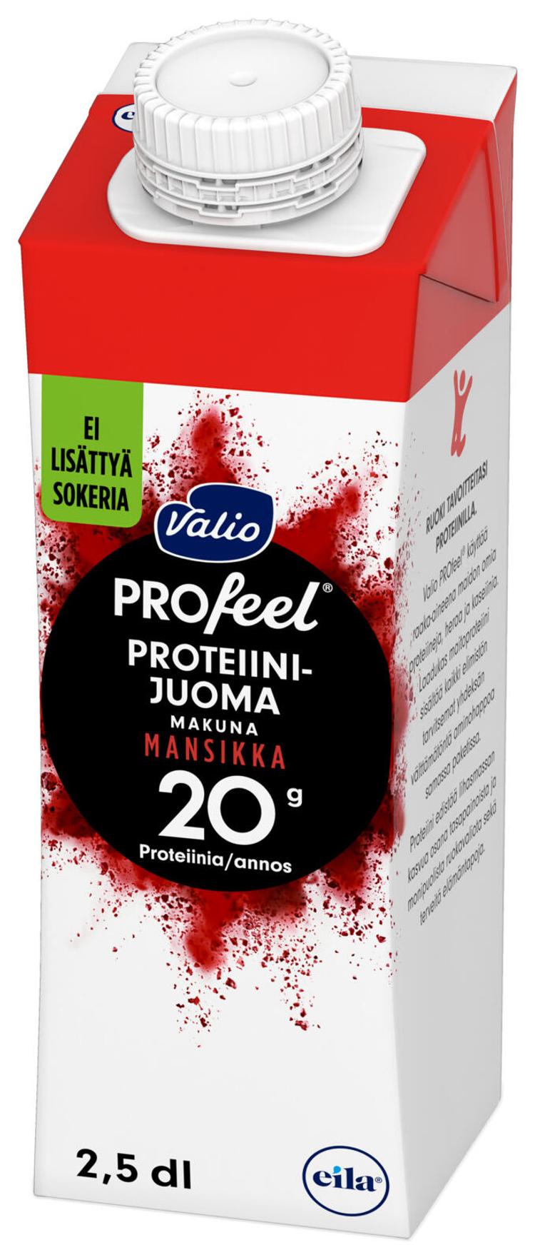 Valio PROfeel® sokeroimaton proteiinijuoma mansikkainen 2,5 dl UHT laktoositon