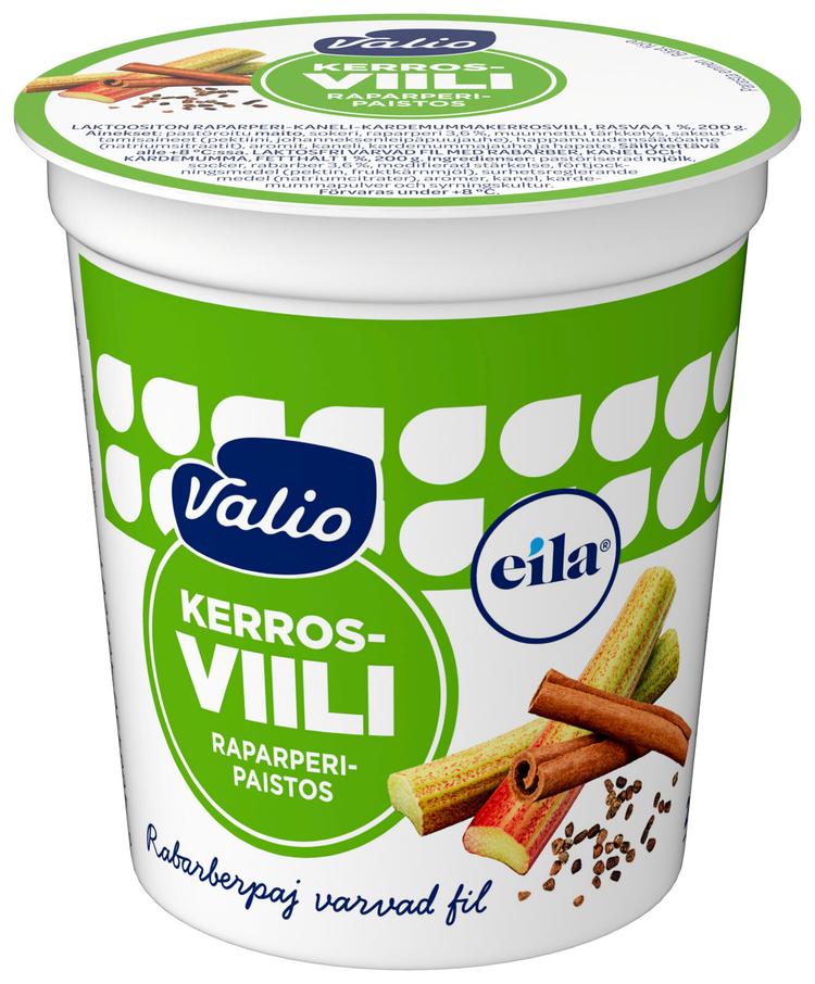 Valio kerrosviili 1 % 200 g raparperipaistos laktoositon