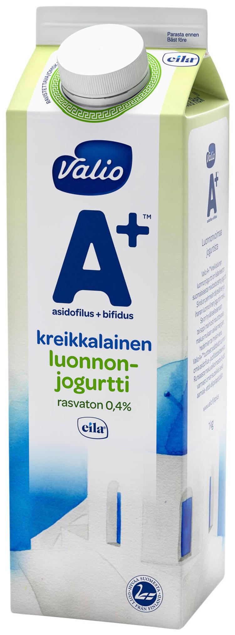 Valio A+™ kreikkalainen luonnonjogurtti 1 kg rasvaton laktoositon