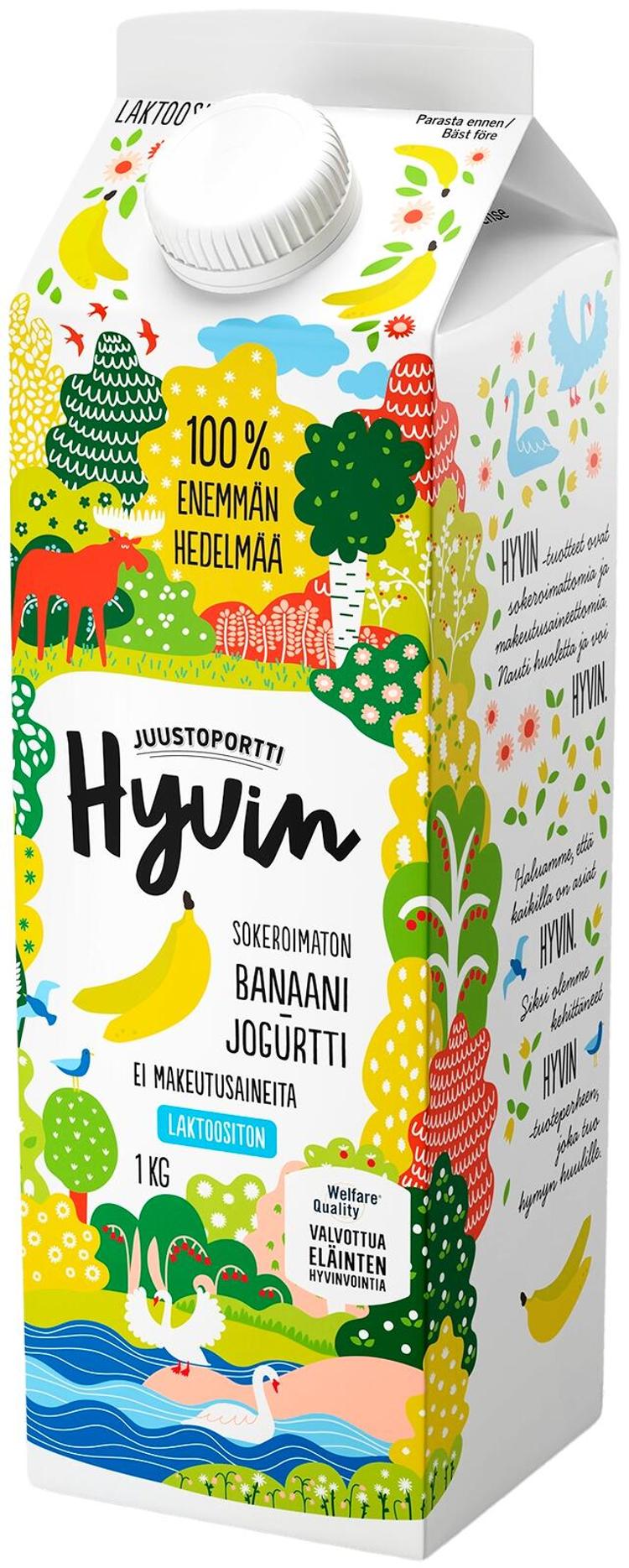 Juustoportti Hyvin jogurtti 1 kg banaani laktoositon