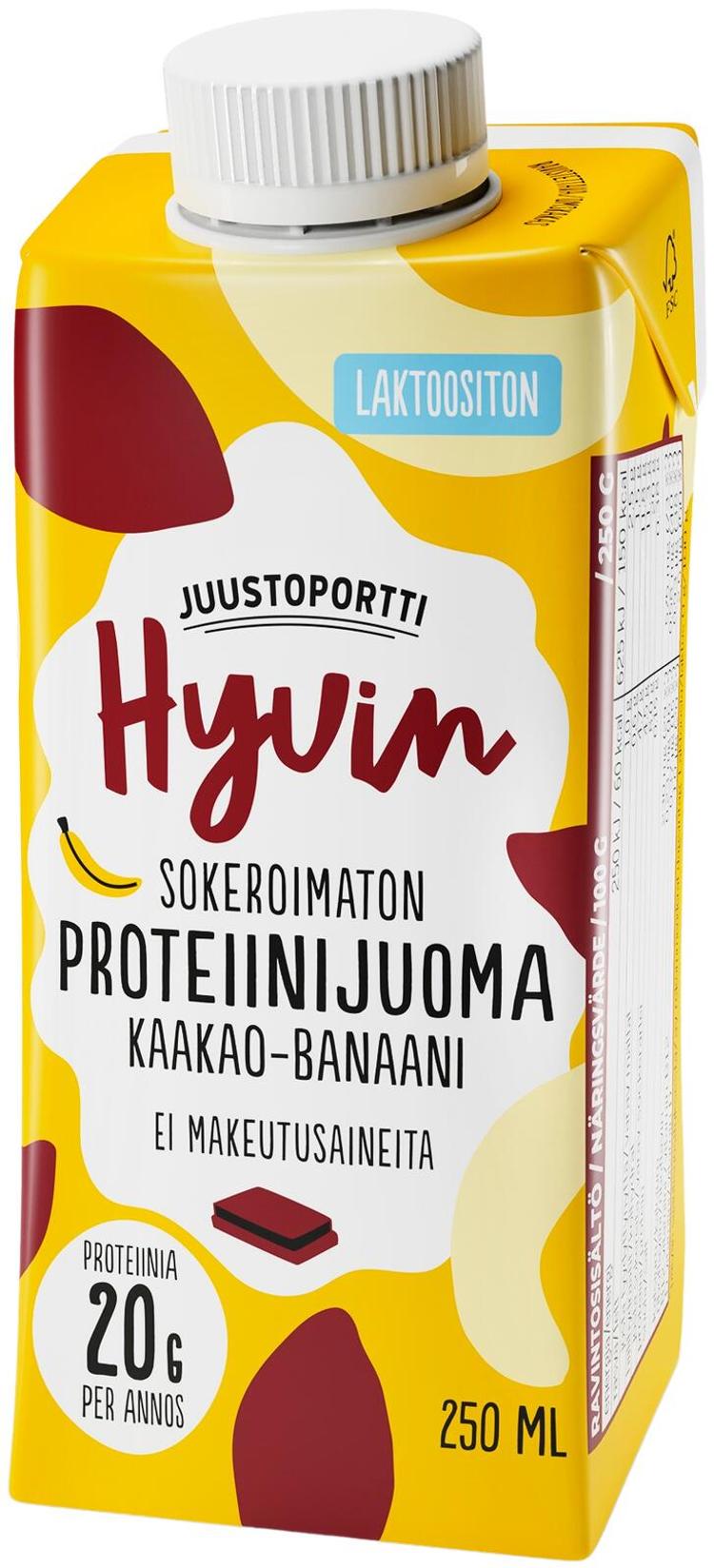 Juustoportti Hyvin proteiinijuoma 250 ml kaakao-banaani laktoositon