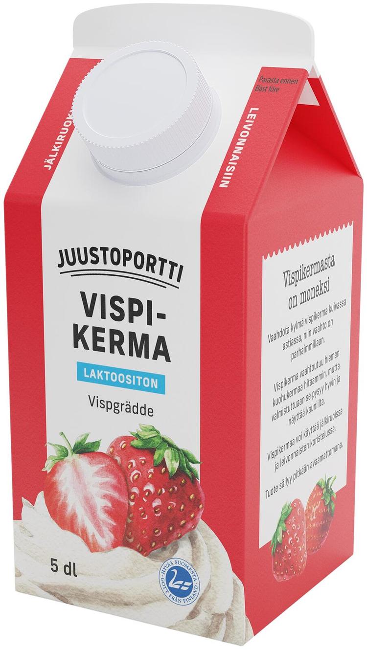 Juustoportti Vispikerma 5 dl laktoositon UHT