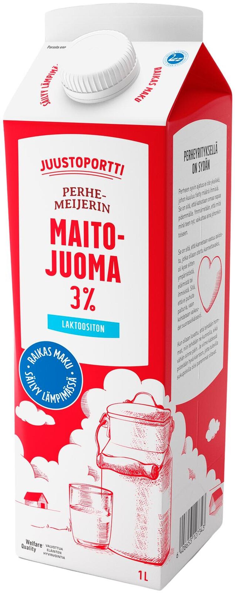 Juustoportti maitojuoma 3 % 1 l laktoositon UHT