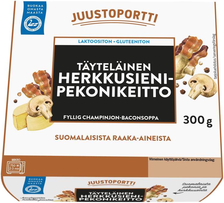 Juustoportti Herkkusieni-pekonikeitto 300g laktoositon, gluteeniton