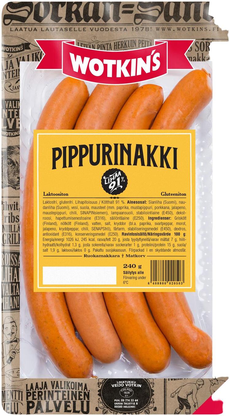 Chef Wotkin´s 240g Pippurinakki ruokamakkara | S-kaupat ruoan verkkokauppa