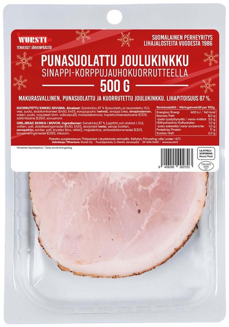 Wursti punasuolattu joulukinkku sinappi-korppujauhokuorrutteella siivutettu 500g