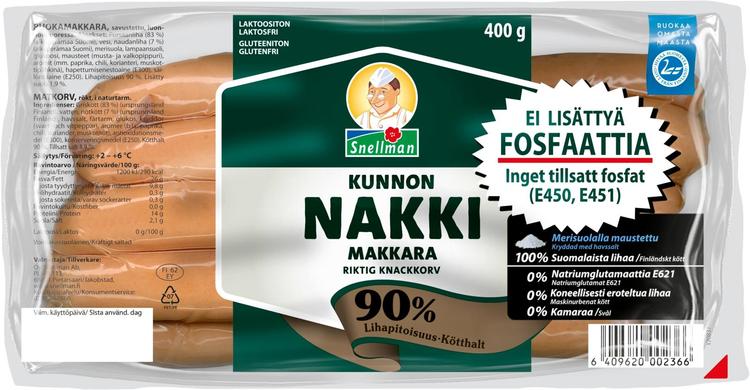 Snellman Kunnon nakkimakkara luonnonsuolessa 400g