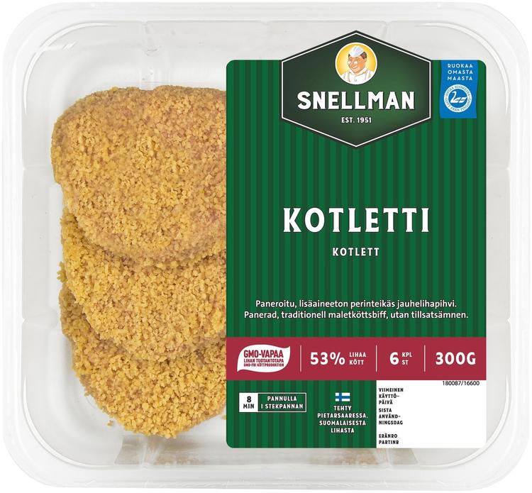 Snellman Kotletti raakalihavalmiste 6kpl 300g