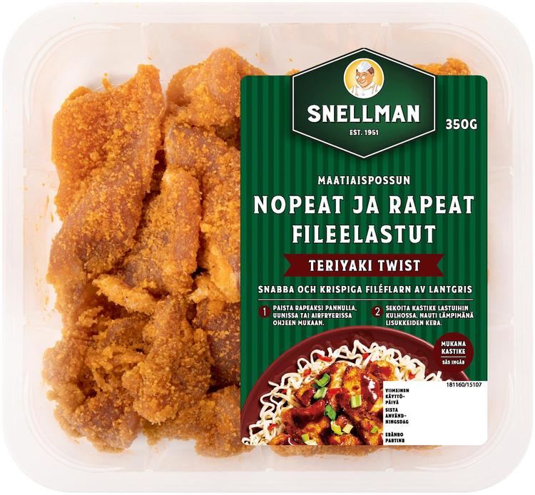 Snellman Maatiaispossun nopeat ja mureat fileelastut teriyaki twist 350 g