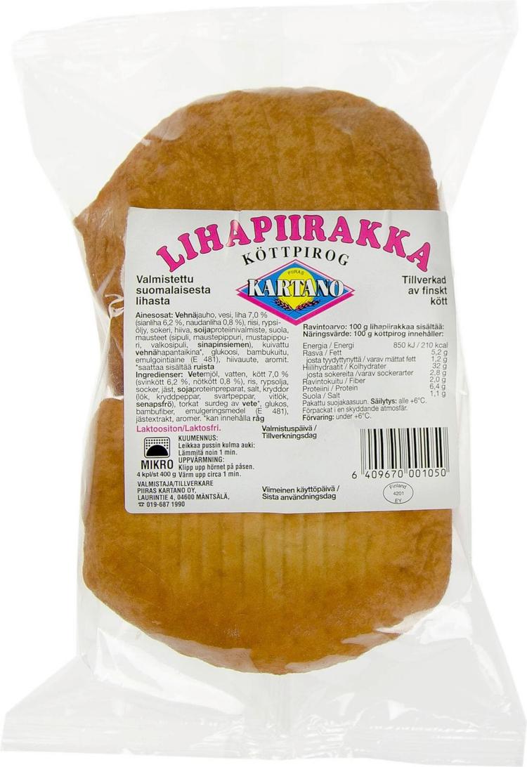 Piiras Kartano 4kpl/400g lihapiirakka kypsä