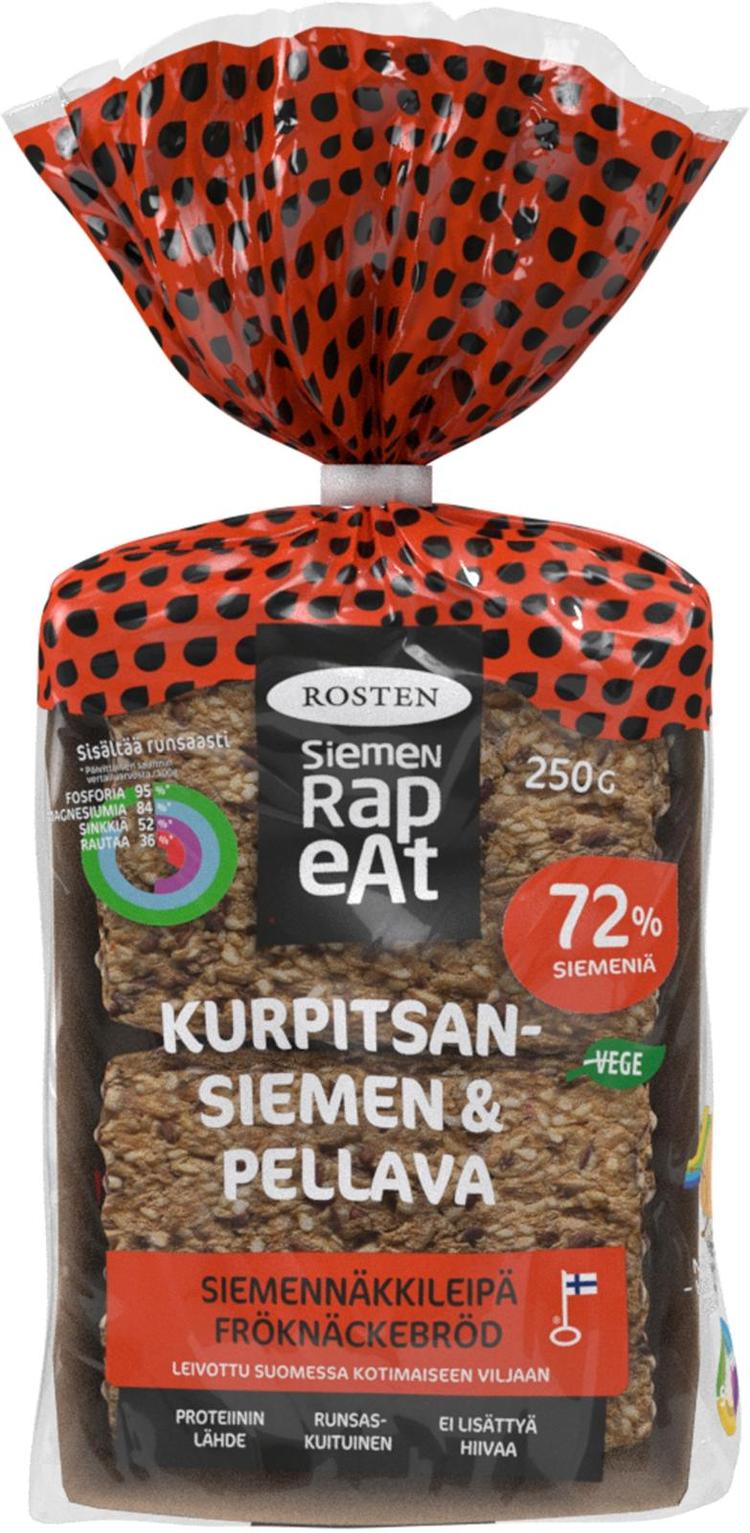 Rosten Siemenrapeat Kurpitsa & Pellava siemennäkkileipä 12kpl 250g