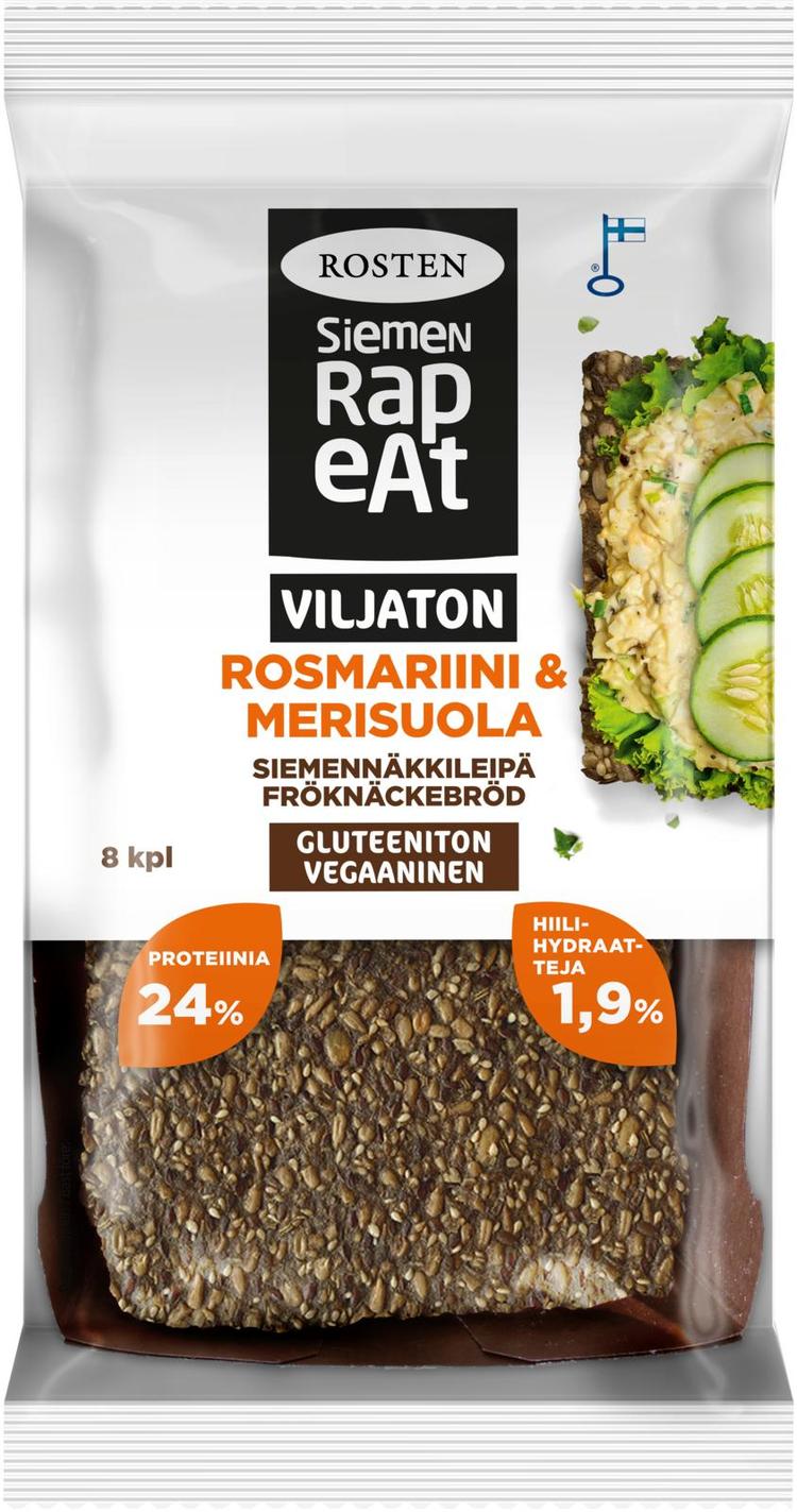 Rosten Siemenrapeat Viljaton siemennäkkileipä Rosmariini & merisuola 170 g