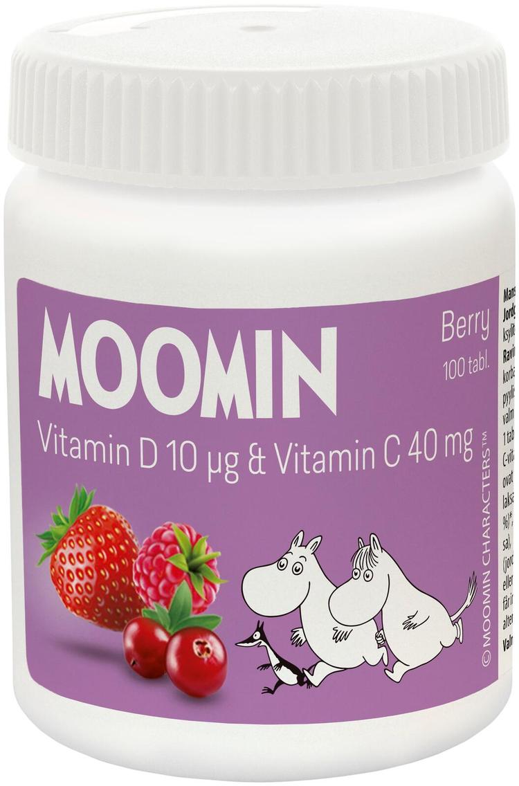 Moomin C+D vitamin Berry imeskelytabletti 100tabl 40g ravintolisä