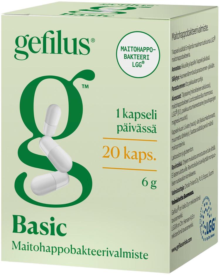 Gefilus Basic kapseli maitohappobakteerivalmiste 20kaps 7g ravintolisä