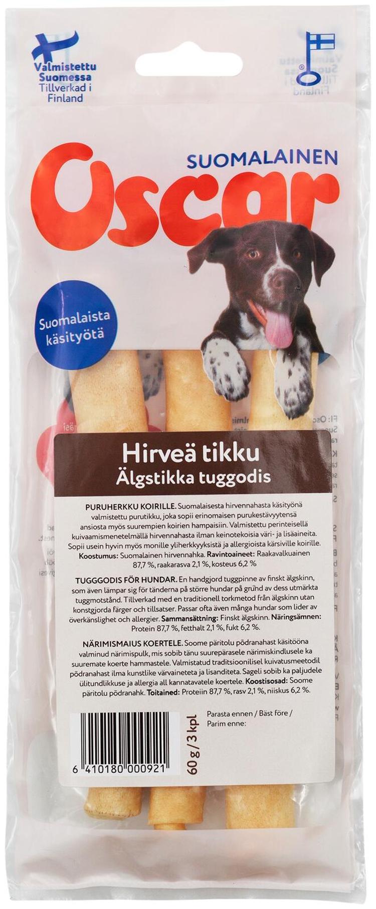 Oscar Hirveä tikku puruherkku 60 g (3 kpl), koirille