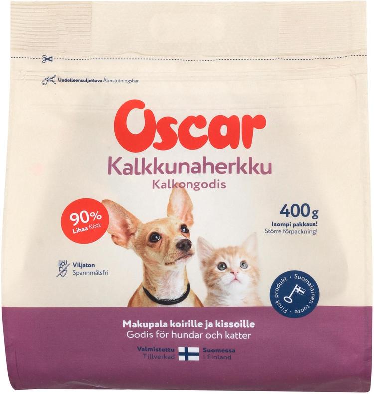 Oscar Kalkkunaherkku koirille ja kissoille täydennysrehu 400g