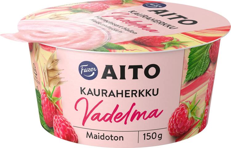 Fazer Aito Kauraherkku Vadelma fermentoitu kauravälipala 150 g
