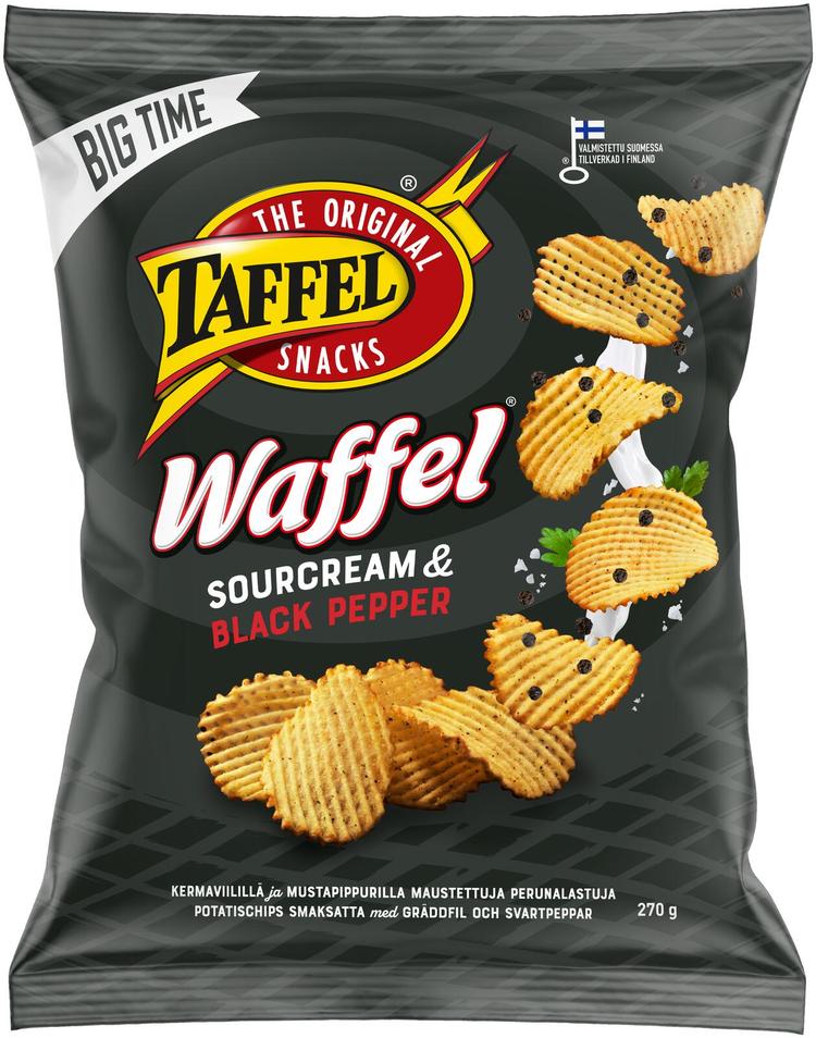 Taffel Waffel sourcream & black pepper maustettu sipsi 270g