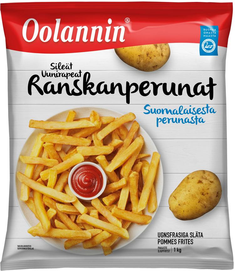 Oolannin uunirapeat sileät ranskanperunat 1kg