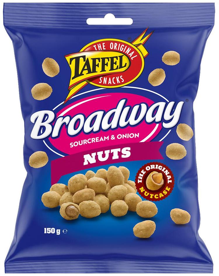 Taffel Broadway Nuts sourcream & onion kuorrutettu maapähkinä 150g